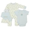 J13910: Baby Blue Transport Waffle Fabric 5 Piece Net Bag Gift Set (0-9 Months)
